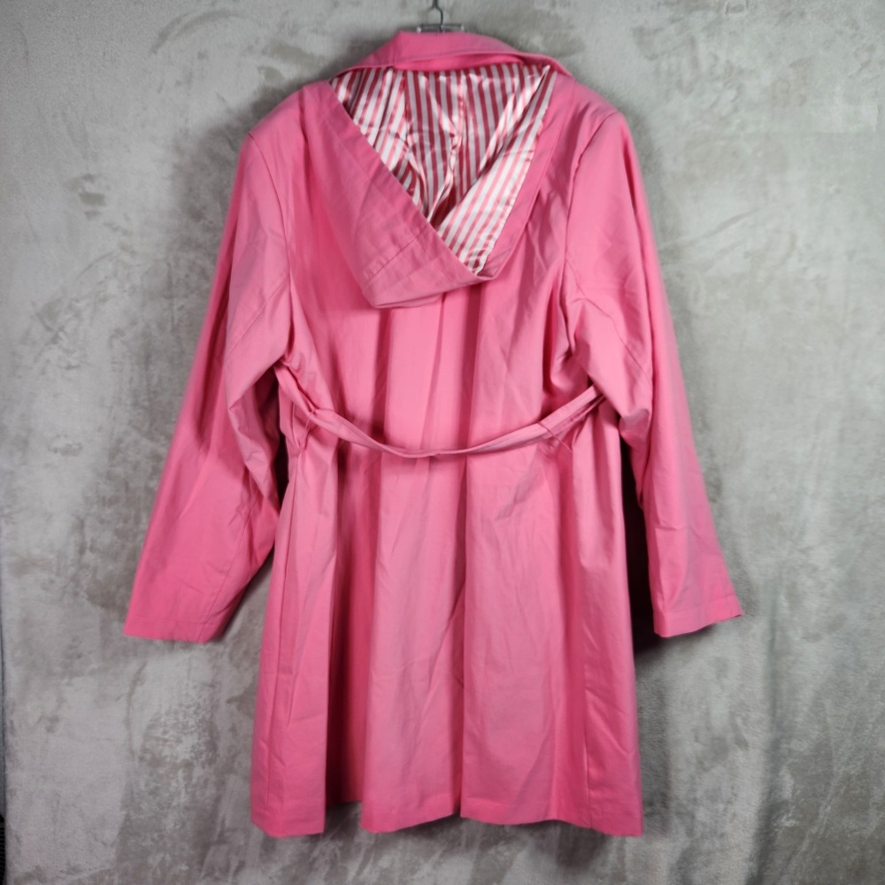 Dennis Basso Jacket Womens 1X Pink Water Resistant Trench Coat with Hood A679223 - Picture 3 of 11